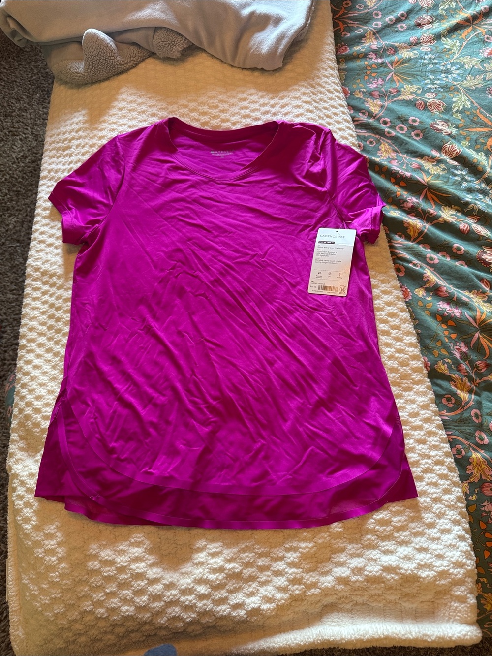Athleta Short Sleeve Crew Tee in Bright Magenta
